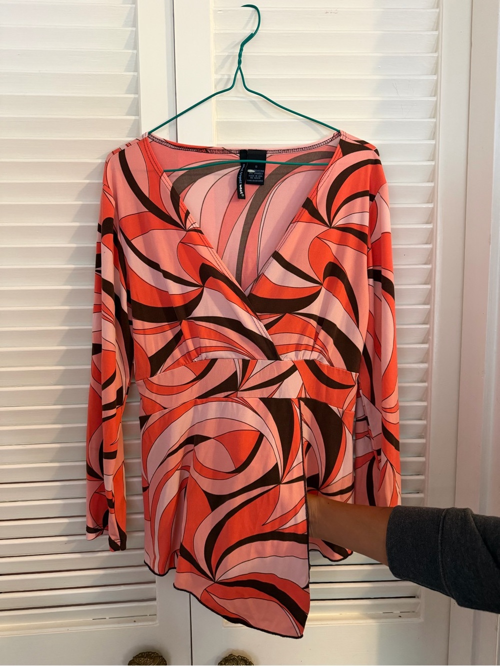 Saint Tropez West Pink & Coral Abstract Wrap Blouse